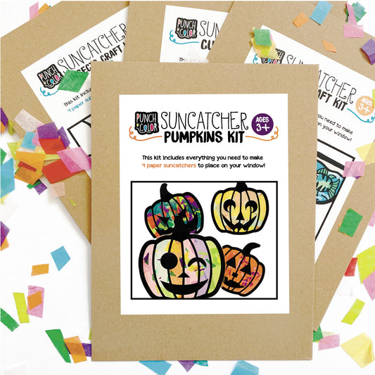 Pumpkins paper suncatcher arts and crafts kit for kids
