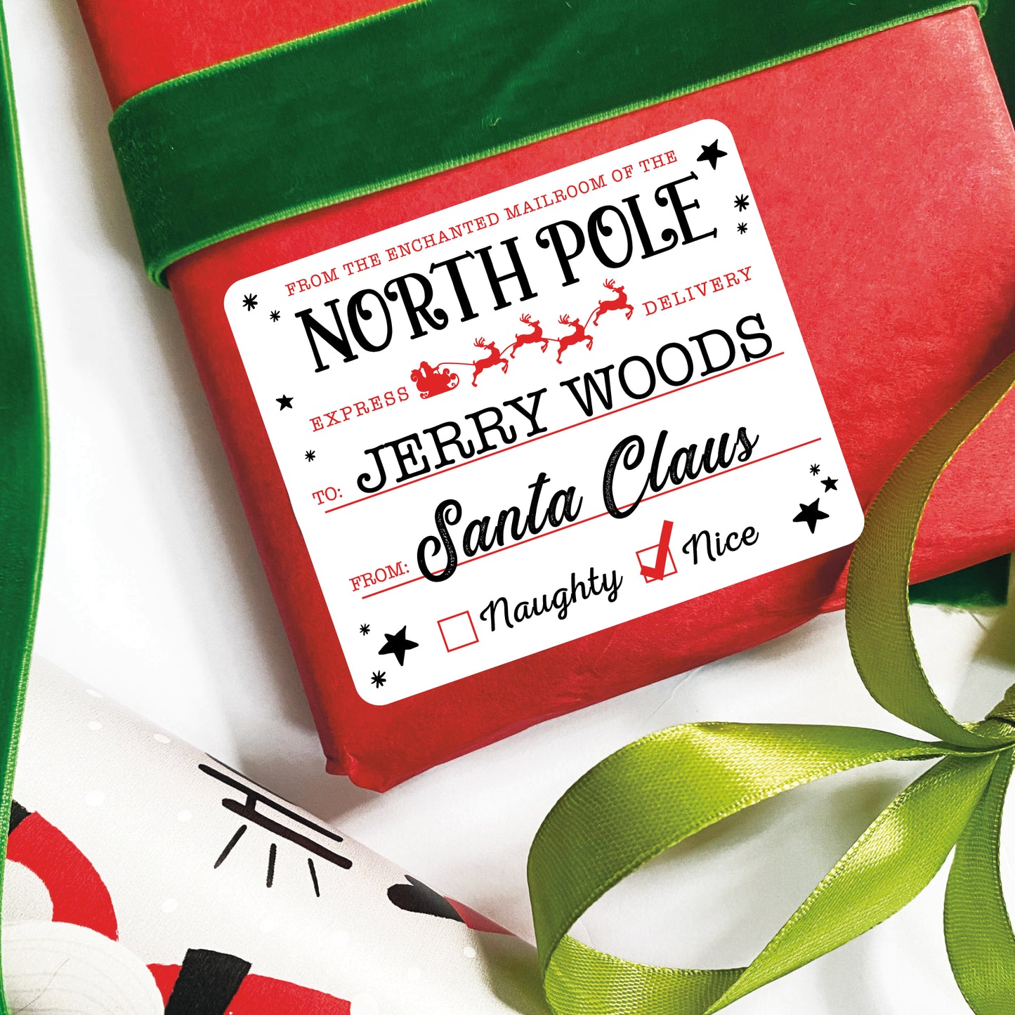 North Pole Christmas Gift Labels - Black & Red