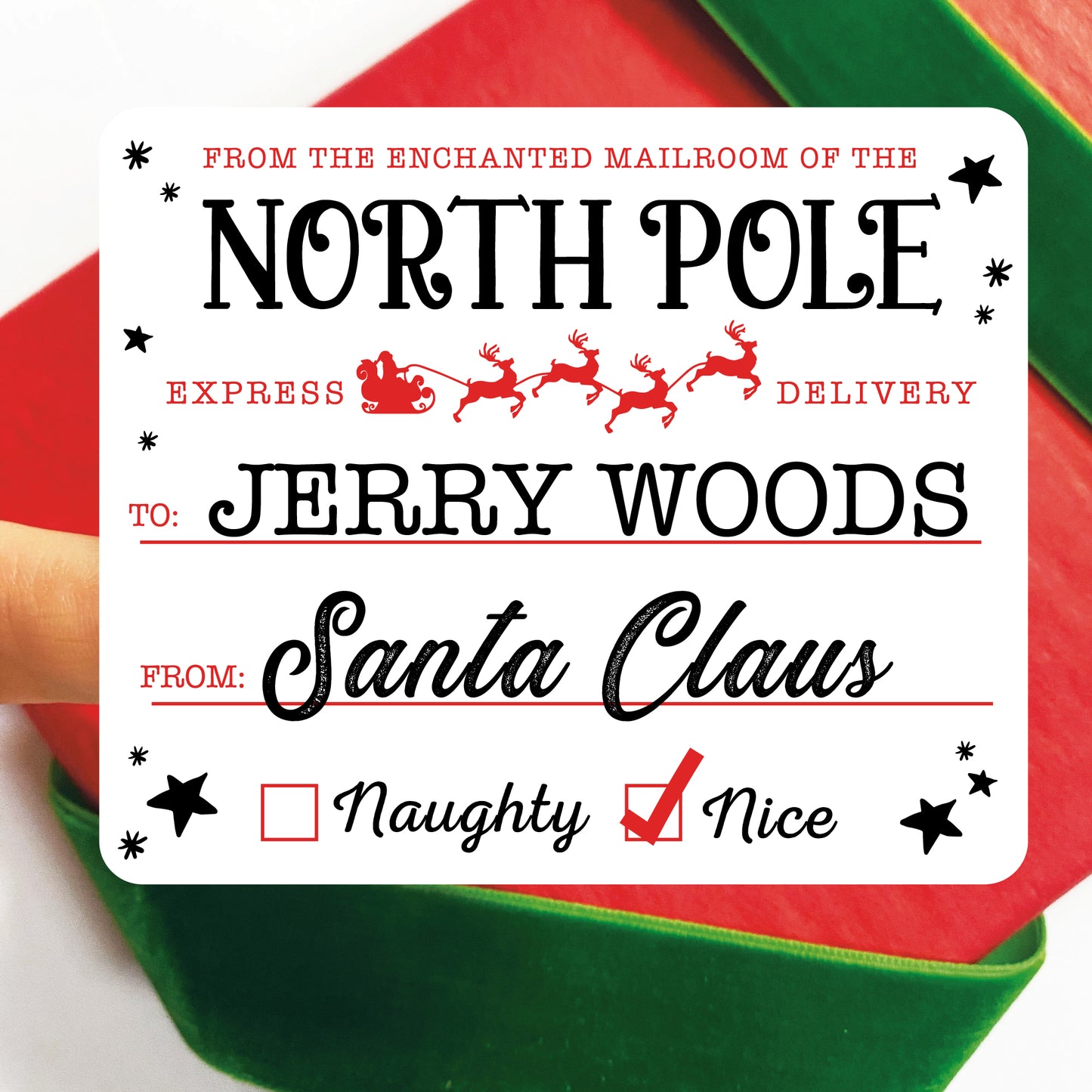 North Pole Christmas Gift Labels - Black & Red