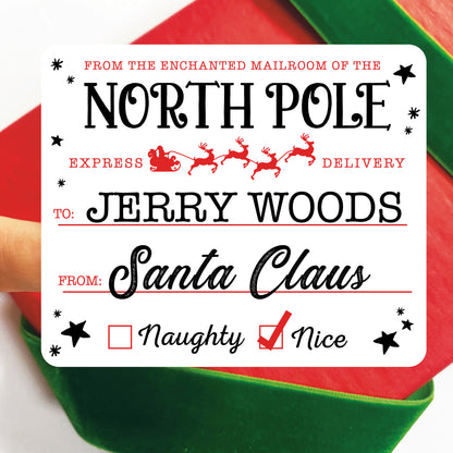 North Pole Christmas Gift Labels - Black & Red