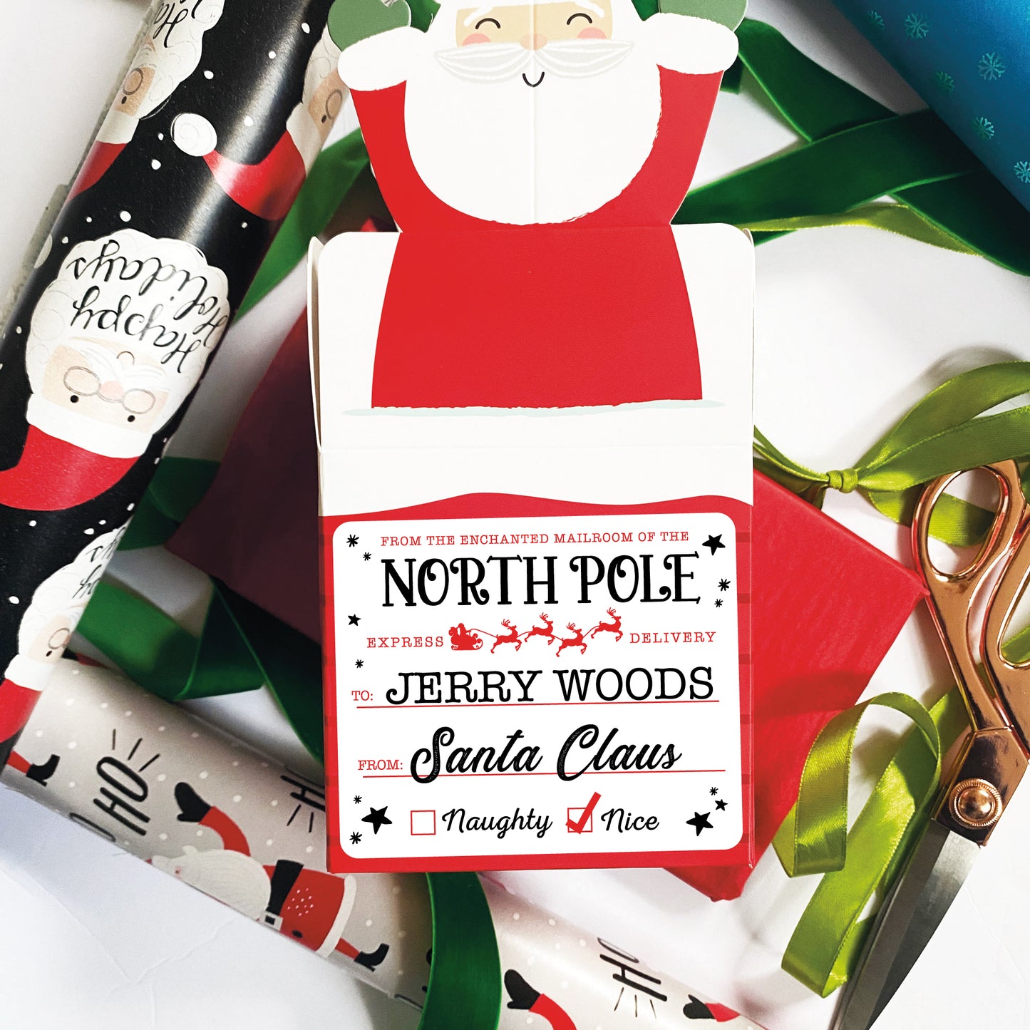North Pole Christmas Gift Labels - Black & Red