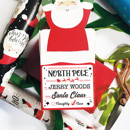 North Pole Christmas Gift Labels - Black & Red