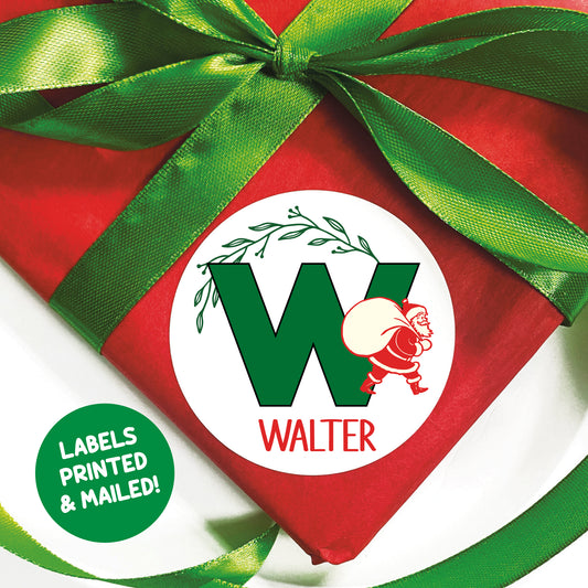 Santa Initial Christmas Gift Labels