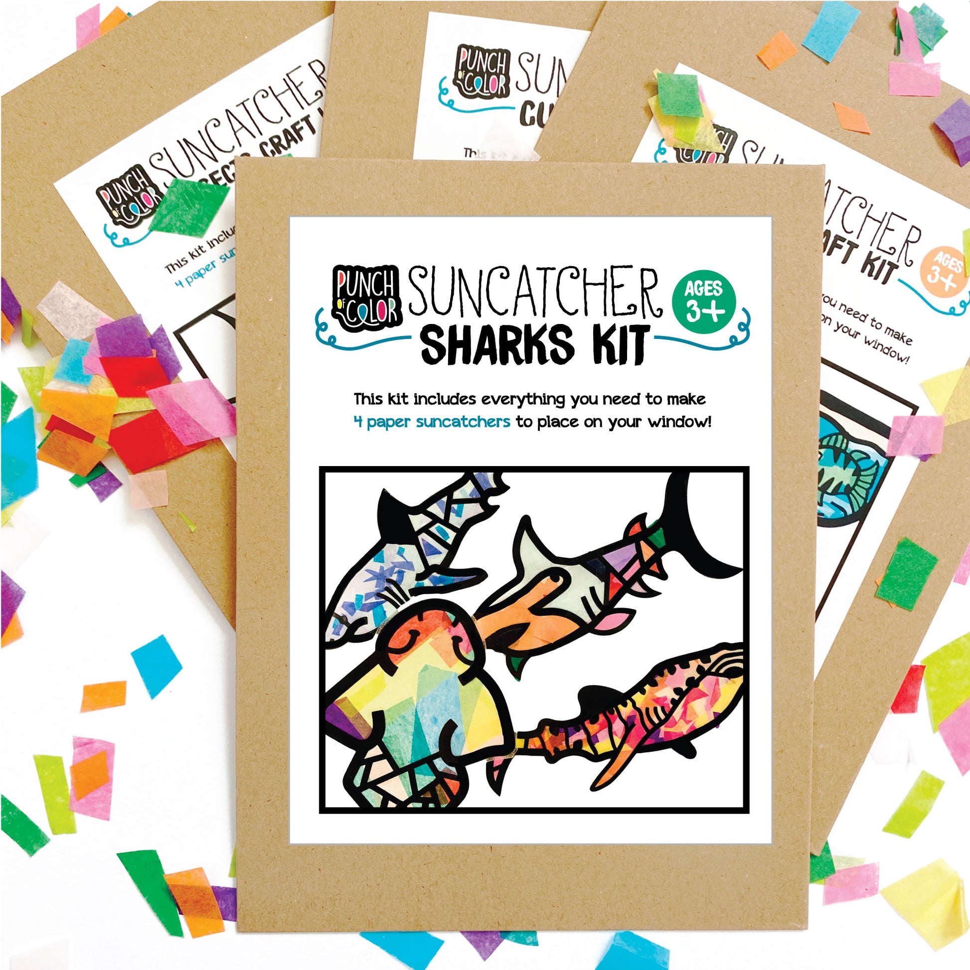 Paper sharks arts and crafts suncatcher kit for kids