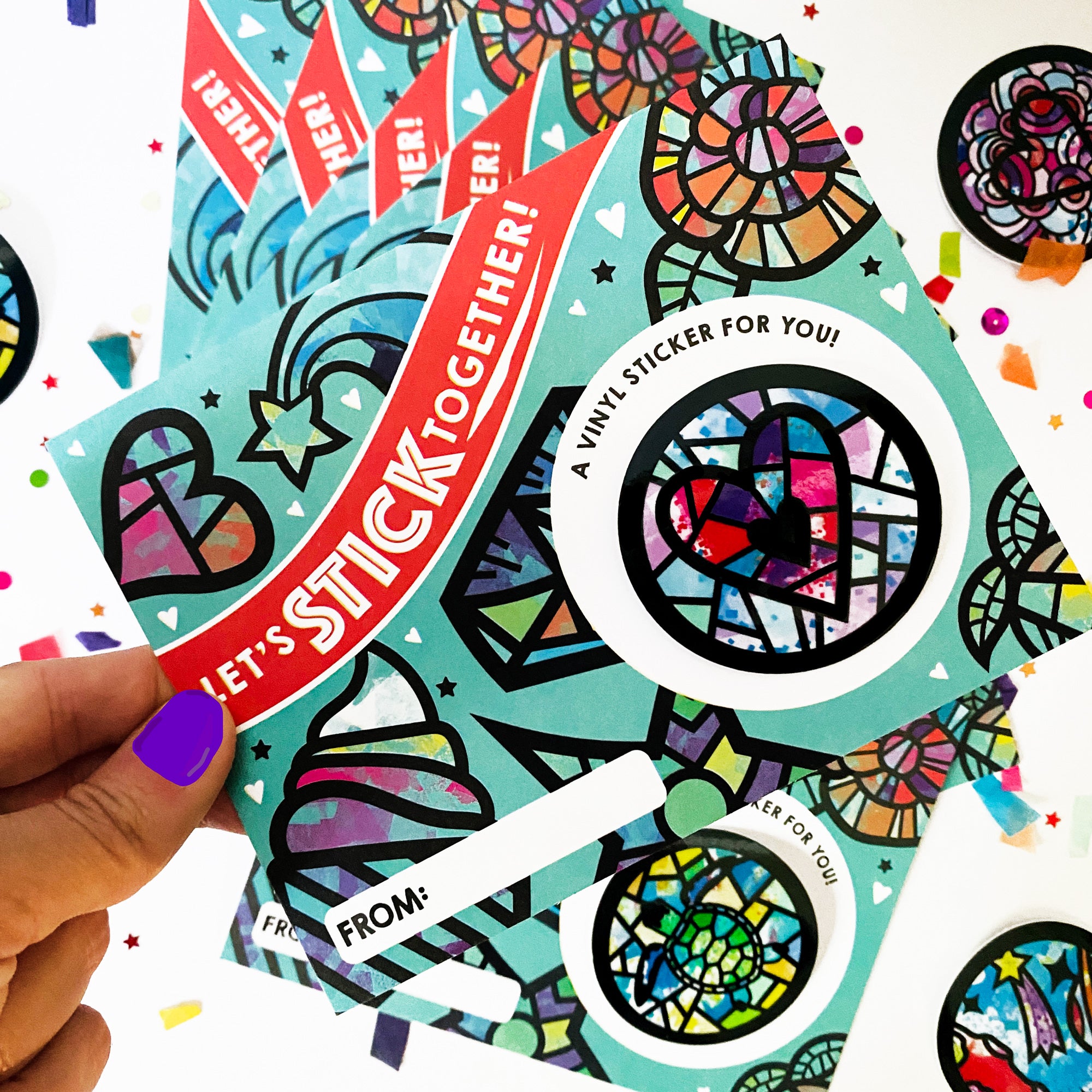 Sticker Valentine's Day Cards (set of 12) – PunchofColor