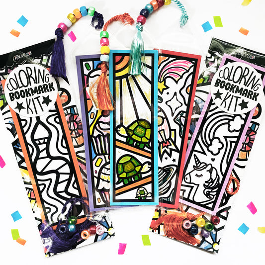 Coloring bookmark arts and crafts kit for kids. Unique party favors for kids that promote reading.