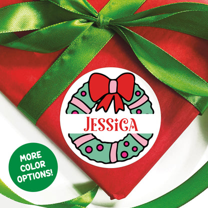 Personalized Vintage Wreath Christmas Gift Labels