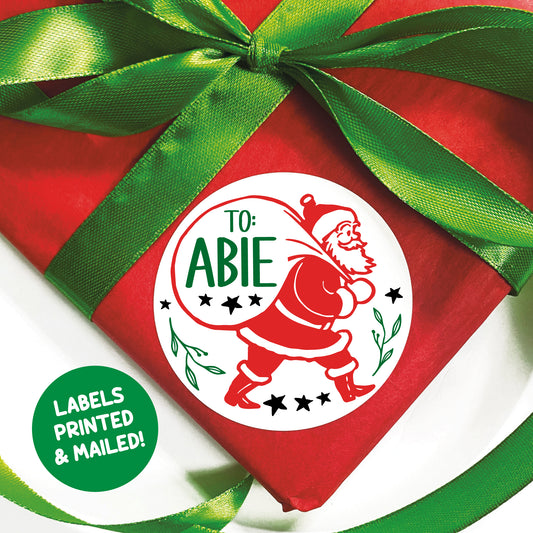 Personalized Santa Bag Christmas Gift Labels