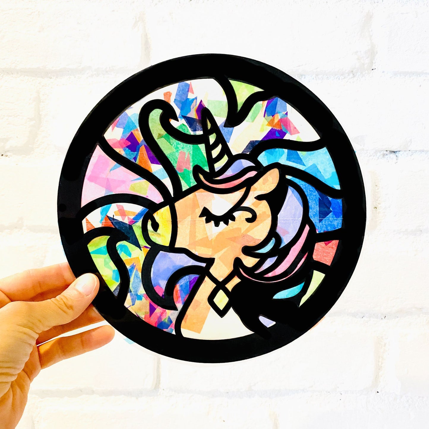 Large paper unicorn arts and crafts kits for children. Paper craft for unicorn birthday party.