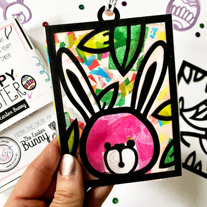 Easter basket craft kit ideas. Easter bunny paper art project for children.