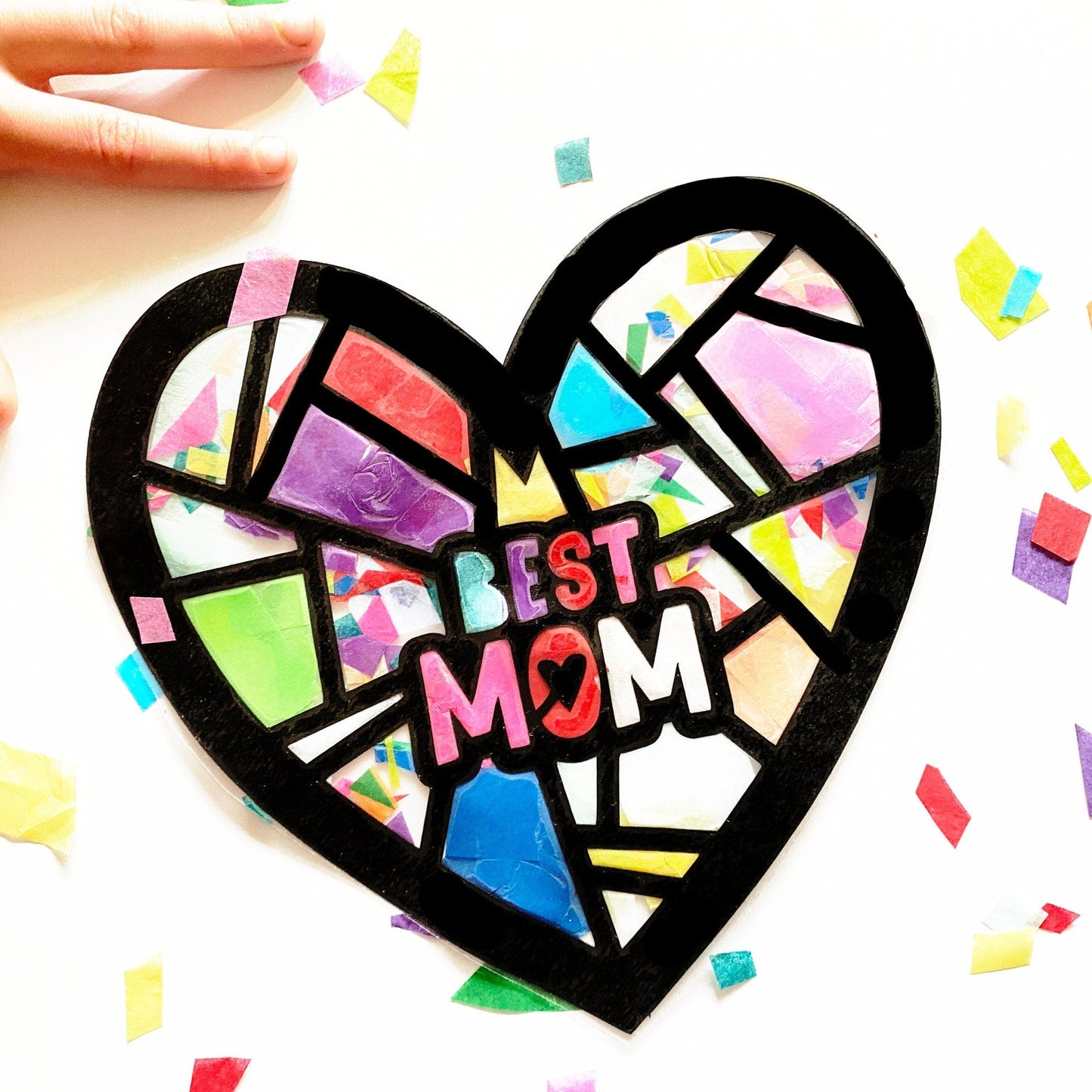 Best mom heart suncatcher craft kit for Mother's Day from children.