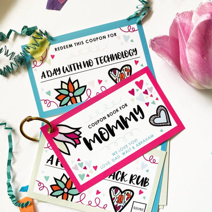 Custom coupon book gift for mom and Mother's Day from kids.