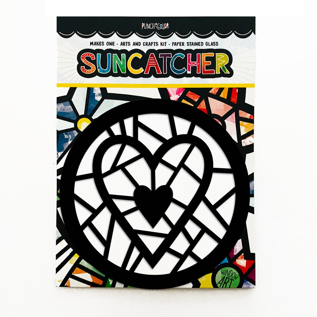 Heart paper suncatcher arts and crafts kit for kids - a valentine's party activity that is mess -free and easy.