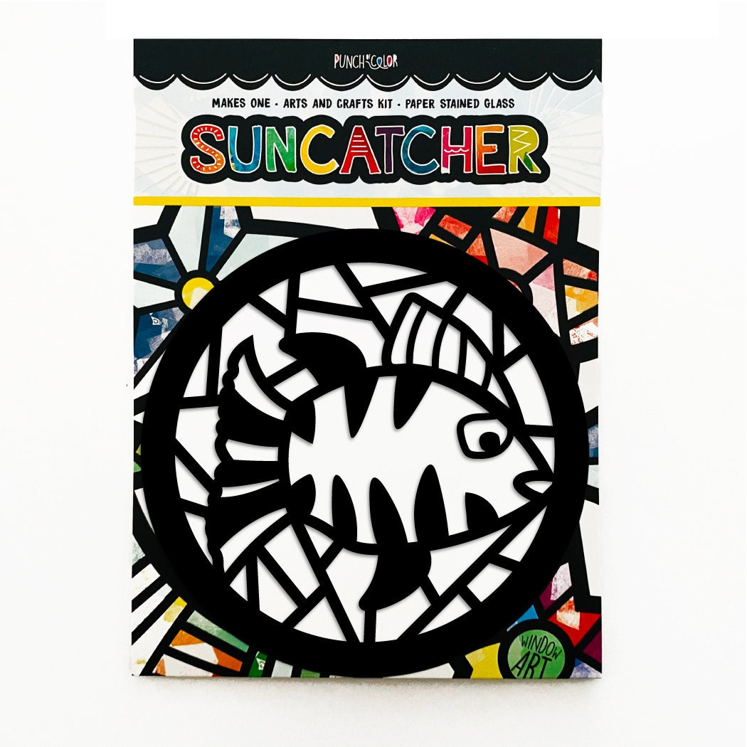 Fish paper suncatcher arts and crafts kit for kids - a birthday party activity that is mess -free and easy.